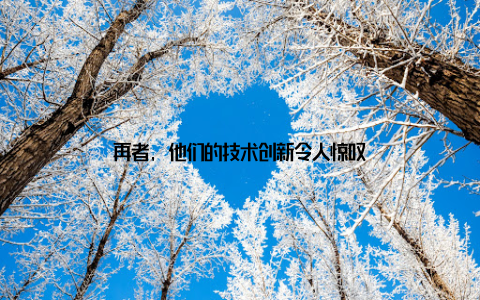 再者, 他们的技术创新令人惊叹