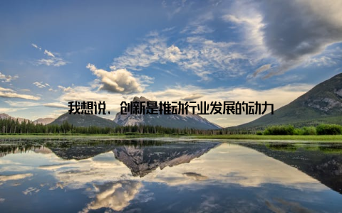 我想说, 创新是推动行业发展的动力