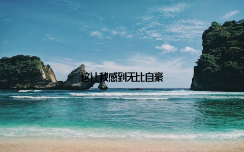 这让我感到无比自豪