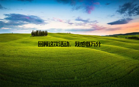 回顾这次活动, 我感慨万分